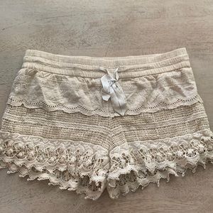 Beige Crocheted Summer Shorts